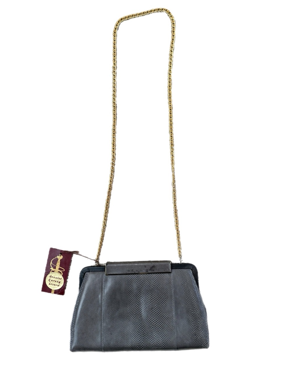 Ruth Saltz Vintage Genuine Karung Lizard Leather Chain Hand Bag